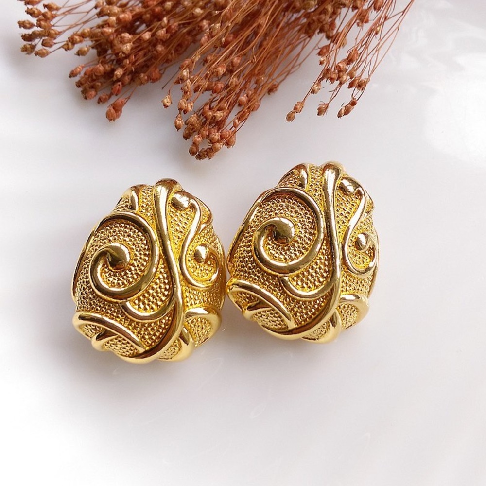Western antique jewelry - big earrings clip-on earrings